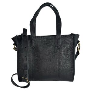 Women's Black Pebbled Leather Crossbody Tote - Versatile Everyday Bag